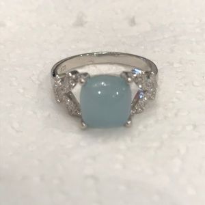 Real Aquamarine Ring Size 8.75 Sterling Silver